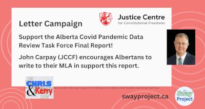 Letter Campaign | Justice Centre for Constitutional Freedoms | John Carpay | Support the Alberta Covid Pandemic Data Review Task Force Final Report 