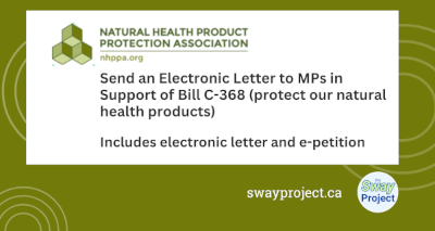 Letter Campaign and Petition | Natural Health Product Protection Association | Send an Electronic Letter to MPs in Support of Bill C-368